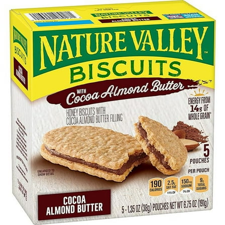 Nature Valley Biscuit Sandwiches, Cocoa Almond Butter, 5 ct, 6.75 OZ