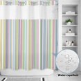 thumbnail image 2 of No Hook Shower Curtain, Colorful Striped Shower Curtains for Bathroom with See Through Top Window, Farmhouse Rainbow Color Stripes Waterproof & Washable Bath Curtain Long 72"x78", 2 of 9