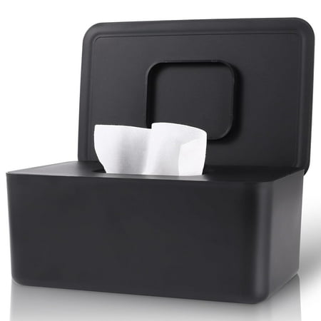 Wipes Dispenser, Wipes Dispenser Wipes Case, Wipe Holder for Fresh Wipes, Non-Slip Wipes Case, Wipe Container with Sealing Design Lid (Black)