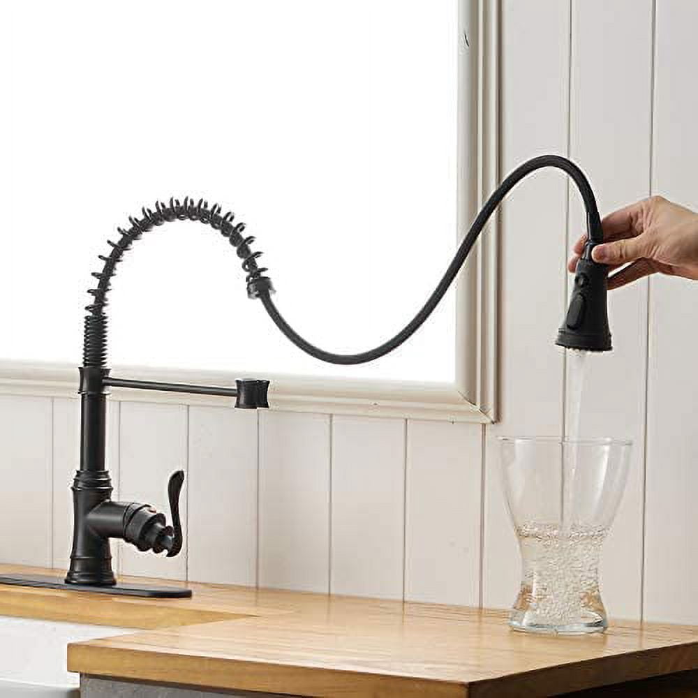 BWE Matte Black High Arc Single Handle Kitchen Sink Faucet