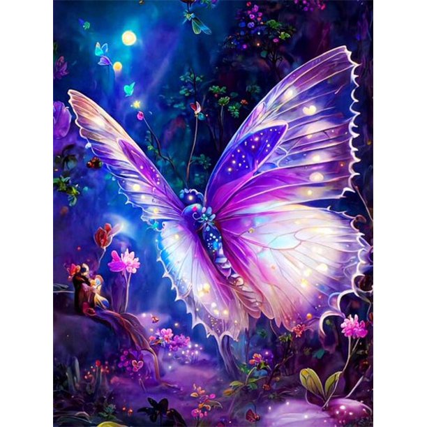 DIY Diamond Art Painting Flower Butterfly Fantasy Full Square/Round Embroidery Mosaic Rose Cross Stitch New Arrivals X1030Round 50X50cm Gao Jinjia LED