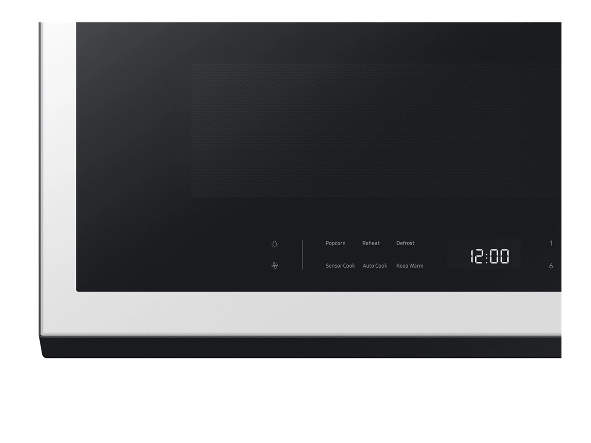 Samsung BESPOKE ME21DB630012AA - Microwave oven - over-range - 2.1 cu. ft - 1000 W - white glass with built-in exhaust system