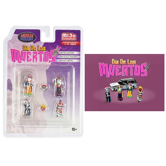 "Dia de los Muertos 2" 6 piece Diecast Set (4 Figures 2 Masks) Limited Edition to 3600 pieces Worldwide for 1/64 Scale Models by American Diorama