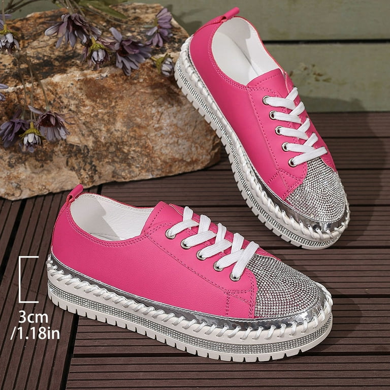 Viluyesy Womens Fashion Sneaker, Comfort Rhinestone Glitter Lace