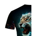 thumbnail image 4 of Men's Crew Neck Short Sleeve T-Shirt, Wild Cheetah and Flame Pattern T-Shirt - Polyester Fiber, Crew Neck, Casual Summer Top, 4 of 5
