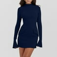 thumbnail image 5 of Sentmoon Plus Size Dress with Pockets Long Sleeve Crew Neck Plus Size Wedding Guest Dress Solid Color Slim Stretchy Womens Fall Dresses Casual for Winter Wedding Guest XL, 5 of 10