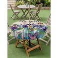 thumbnail image 4 of Outdoor Tablecloth with Umbrella Hole for Patio/Picnic/Party/Camping, Hello Spring Waterproof Table Cloth Round Cover Washable, Pastoral Purple Bottle Floral Rustic Burlap (Dia 60"), 4 of 8