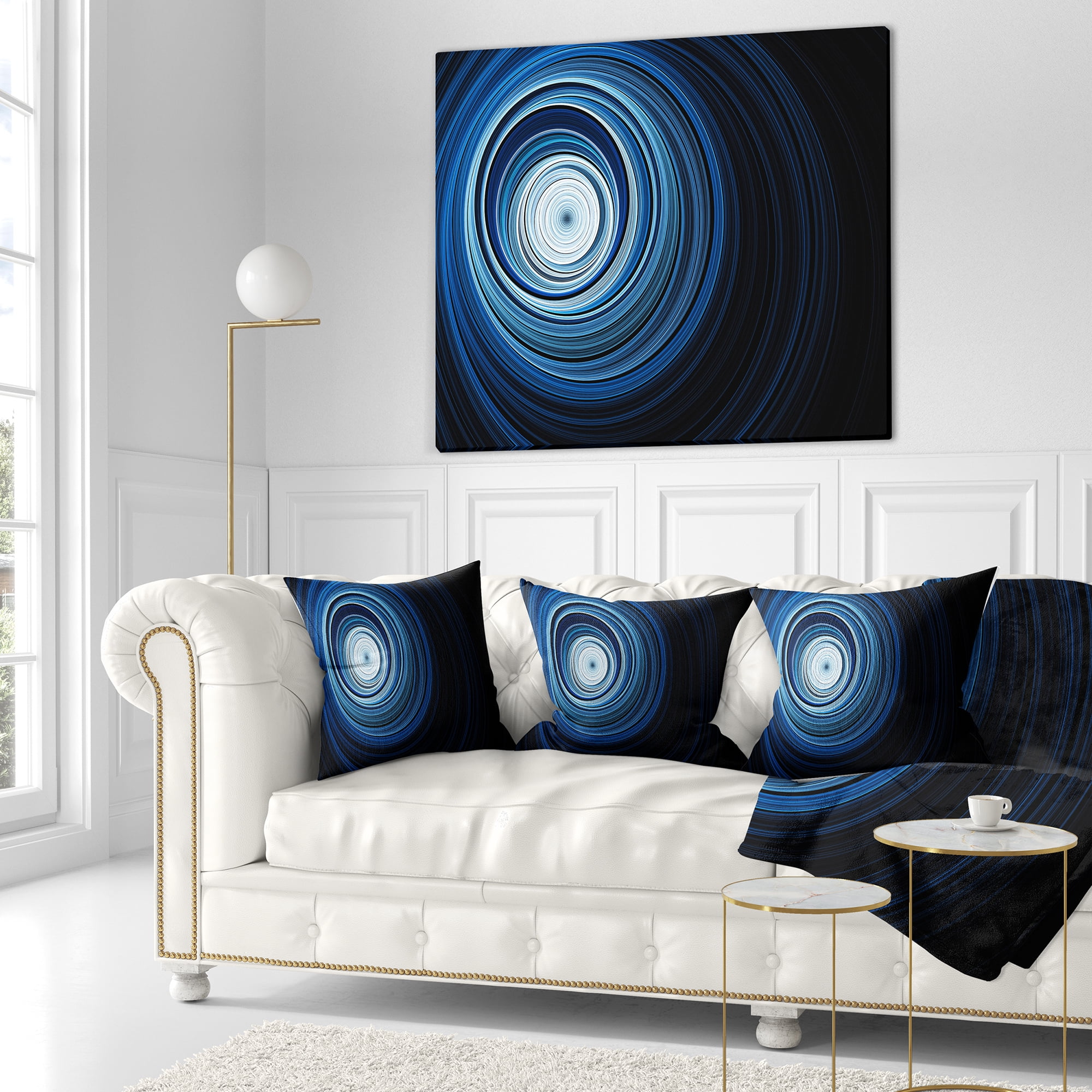 Designart Endless Tunnel Light Blue Ripples - Abstract Throw Pillow - 18x18