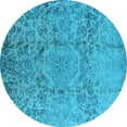 thumbnail image 1 of Ahgly Company Indoor Round Oriental Light Blue Industrial Area Rugs, 4' Round, 1 of 4