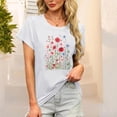 thumbnail image 4 of Floral Print Tops Summer T-Shirts for Women Short Sleeve Tunic Tops Loose Fit Casual Crew Neck Graphic Tee (S, White), 4 of 5