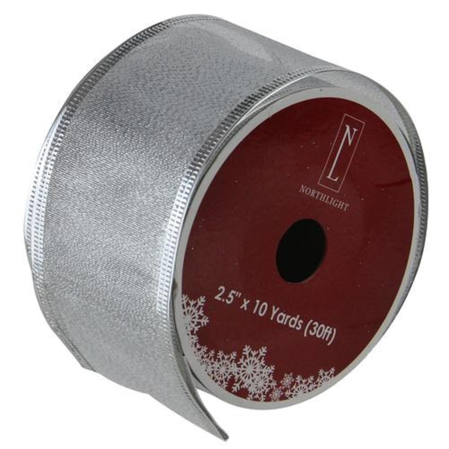 Textured Silver Wired Xmas Craft Ribbon