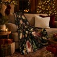 thumbnail image 3 of Dark Botanical Peonies Pumpkins Sofa Vintage Floral, Cozy Botanical Garden Scene, Warm Flannel Blanket for Sunroom and Reading Nook, Garden Lovers Thanksgiving Gift, Botanical Home Decor, 3 of 9
