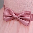 thumbnail image 7 of Girls Maxi Gown Lace Long Sleeve Cinched Bow Belted A-Line Dress Tween Elegant Fluffy Mesh Tiered Layered Evening Dresses Pink 13-14 Years, 7 of 7