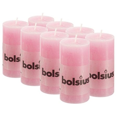 BOLSIUS 8 Pk. Pink Rustic Pillar Party Wedding Candles Aprox. 2X4 Inches 100X50mm