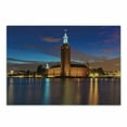 thumbnail image 1 of European Cutting Board, Stockholm Scenic Night at City Hall Old Town Enchanted Town Sweden View, Decorative Tempered Glass Cutting and Serving Board, Small Size, Blue Cinnamon Mauve, by Ambesonne, 1 of 1