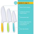 thumbnail image 3 of Juego de 3 cuchillos para niños - Agarre fuerte, borde dentado y seguridad - Coloridos cuchillos de cocina de nailon para niños pequeños para rebanar frutas, ensaladas, pasteles, lechuga (multicolor) Ormromra WMSS-91, 3 of 8