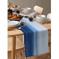 thumbnail image 3 of Navy Blue Burlap Cotton Table Runner 13x70 Inches Long, Ombre Modern Oil Painting Aesthetics Abstract Art Farmhouse Table Runners, Outdoor Dining Tablecloths Decor for Baby Shower/Party/Wedding, 3 of 6