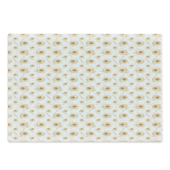 Egg Cutting Board, Breakfast Food Pattern with Fried Eggs Healthy Protein Omelets Morning Meal, Decorative Tempered Glass Cutting and Serving Board, Large Size, Marigold Peach Cream, by Ambesonne