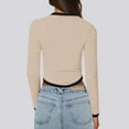 thumbnail image 2 of Women's Slim Fit Long Sleeve Crop Top Tee Shirt Basic Solid Round Neck Tight Yoga Workout Casual Comfortable Stretchy Soft Fabric, 2 of 2