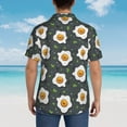 thumbnail image 6 of Xecao Cute Poached Eggs print Hawaiian shirt - a stylish short-sleeve button-down for men, perfect for casual beach and tropical outings., 6 of 9