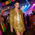 thumbnail image 2 of MDUKONU Women's Sequined Long Sleeve Cardigan with Open Front and Matching Sequin Skirt Set Gold S, 2 of 8