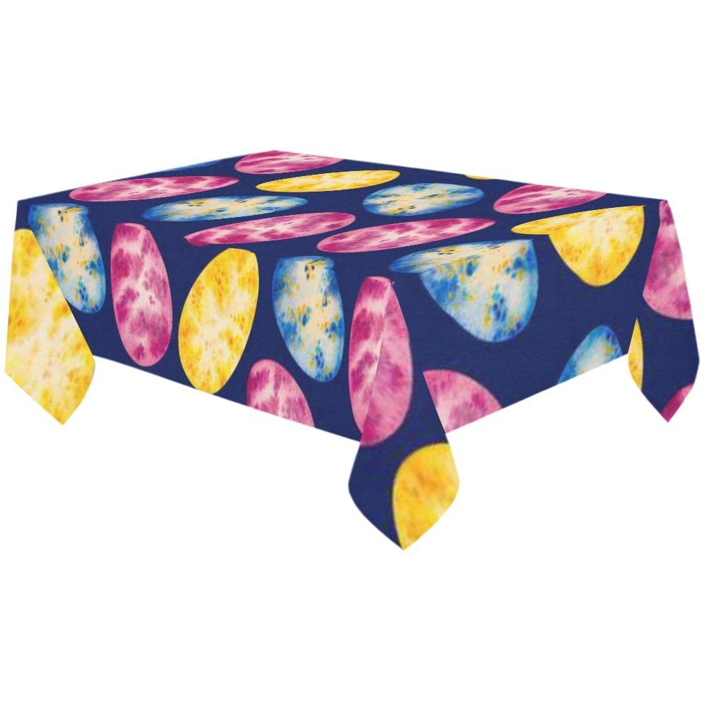 MYPOP Watercolor Easter Eggs Cotton Linen Tablecloth Sets 60x120