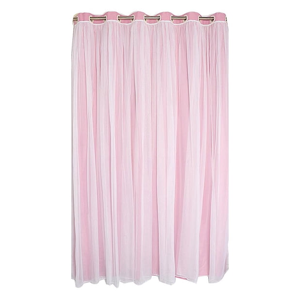 Ojales Ventana Cortina de ventana Cortinas Capas dobles 200x250cm-Rosa