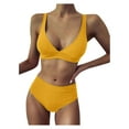 thumbnail image 2 of BONIXOOM One Piece Swimsuit Women Tankini Pull-On Solid Bikinis Bikini Summer Swimwears on Clearance Yellow Size 6, 2 of 7