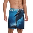 thumbnail image 2 of Kdxio Ice Blue Ocean Cute Dolphin Print Mens Sleep Shorts Bottoms Soft Comfy Pajama Wear Pants with Drawstring Pockets, 2 of 5