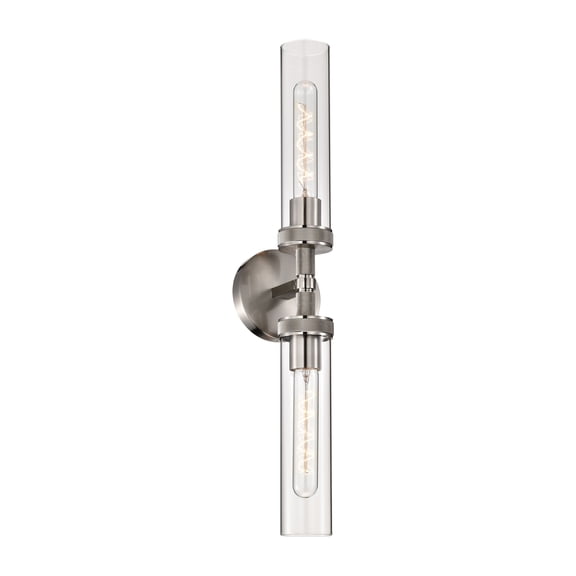Sunnyin 2-Light Vanity Wall Sconce Brushed Nickel Clear Glass for Bathroom