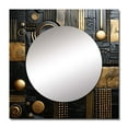 thumbnail image 2 of Designart "Mysterious Understanding In Cyan And Gilt III" Modern Geometric Gold Large Square Mirror - Square Bedroom Mirror Printed Wall Decor - Modern Square Printed Wall Mirror Art, 2 of 5