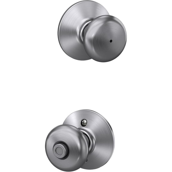 Schlage F40 PLY 626 Plymouth Door Knob, Bed & Bath Privacy Lock, Satin Chrome