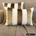 thumbnail image 3 of The HomeCentric Decorative Lumbar Pillow Cover Brown 12"x14" (30x35 cm) Velvet Patchwork, Velvet, Striped Oblong Pillow Cover For Sofa, Couch, Bed, Patio And outdoor, Patchwork Modern - Swathe Earthy, 3 of 9