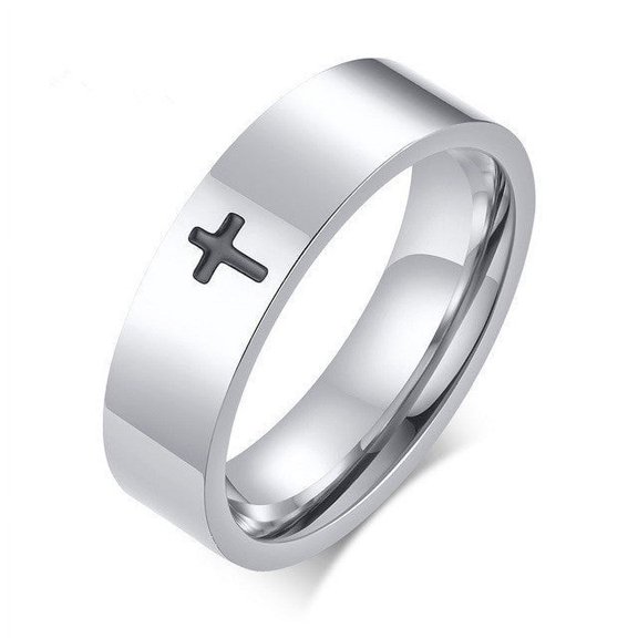 Titanium Steel Cross Ring: Simple Couple Style Rings for Men and Women, Bulk Packaging, Gift Jewelry