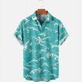 thumbnail image 4 of 2022 New Original Risk Free Wave Pattern 3D Printing Lapel Men's T-Shirt Top Hawaiian Beach Style, 4 of 5