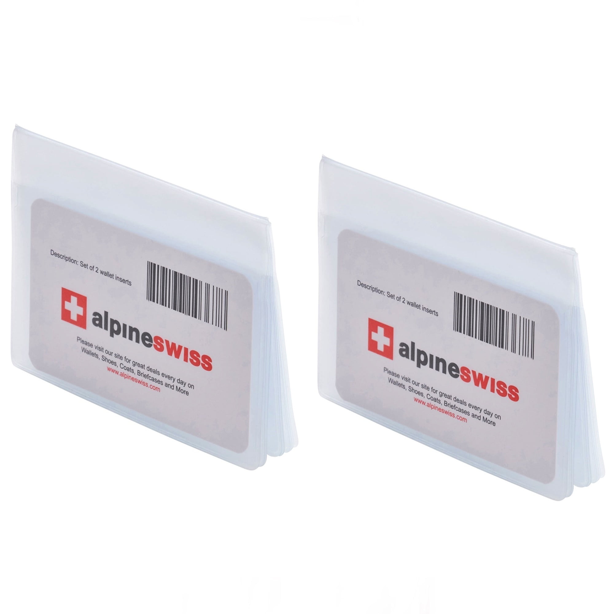 Alpine Swiss SET OF 2 Clear Plastic Wallet Inserts 12 Pages Picture