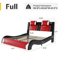 thumbnail image 3 of VanAcc Full Floating Bed Frame With LED Lights, Modern Faux Leather Upholstered Platform Bed, Red, 3 of 8