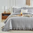 thumbnail image 2 of Juego de Edredón con Volantes UOZZI BEDDING Queen 244x244 cm Gris 3 Piezas, 2 of 9