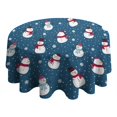thumbnail image 4 of Blue Christmas Snowman Pattern Round Tablecloth 60"x60",Wrinkle Wipeable Table Cloth for Kitchen Dining Room Picnic Patio Party, 4 of 6