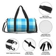 thumbnail image 6 of YFYANG Large Capacity Canvas Gym Bag for Men and Women, Light Blue Plaid Pattern Round Portable Travel Bags for Sports Fitness, 6 of 8