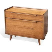 Pemberly Row Mid-Century Solid Wood Lateral File Cabinet in Brown
