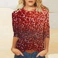 thumbnail image 2 of ZVAVZ T-Shirts pour Femmes Tendance, T-Shirts d'Été Imprimés Manches 3/4 Col Rond Hauts Décontractés pour Femmes Soldes Aujourd'hui Multicolore 3TG, 2 of 5