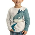 thumbnail image 3 of FUIALDOLG Shark Kids Boys T Shirts Casual Long Sleeve Green Beige Tops 2 Pack Round Neck Soft Loose Basic Tees 13-14 Years, 3 of 6