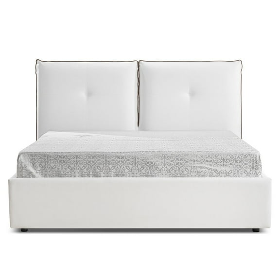 Casabianca Home Aria Queen Storage Bed In White Pu Leather
