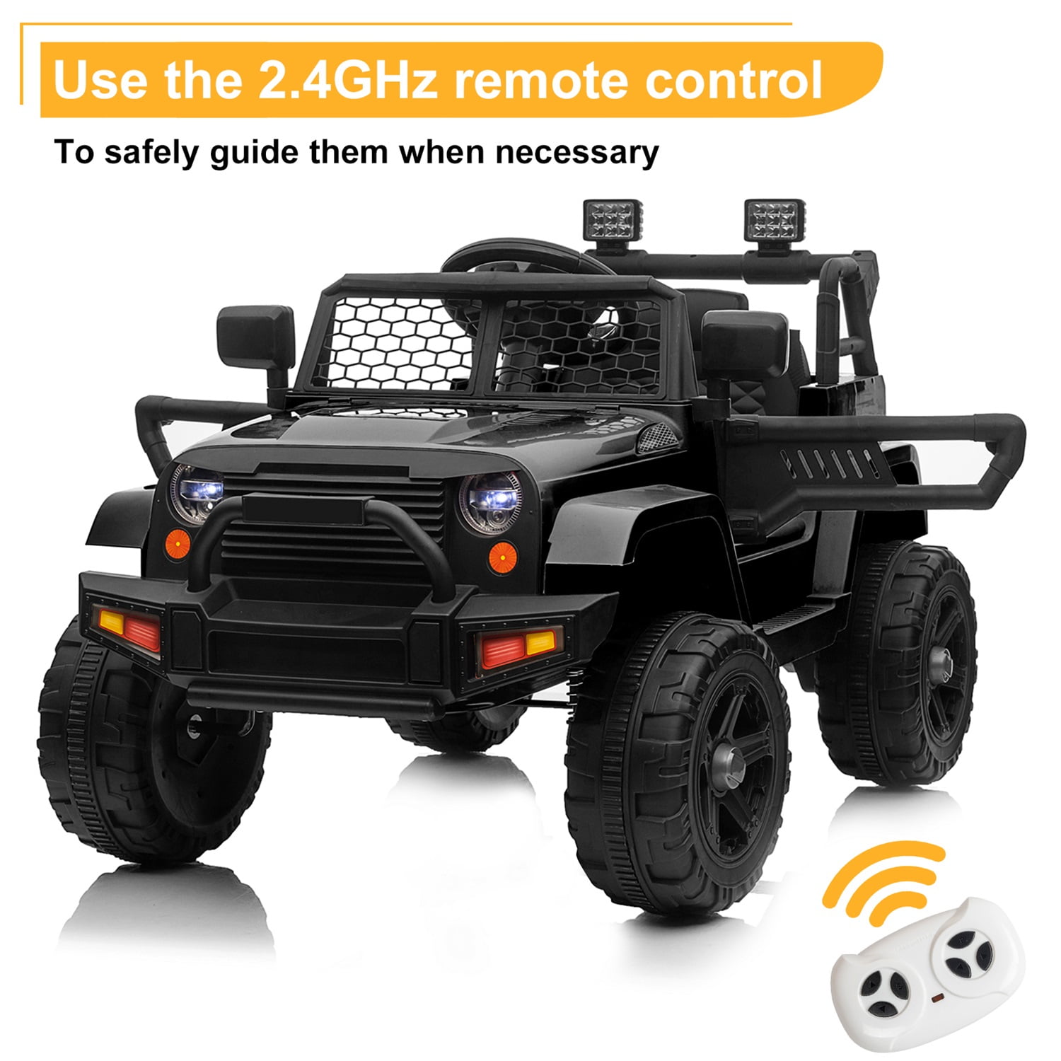 CIPACHO 12V Kids Ride On Car Truck, Battery Powered Vehicle with Remote Control, LED Lights, MP3 Music, Toy Gift for Children, Black