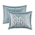 thumbnail image 3 of Witaxima Cal King 8-Piece Bedding Set, Aqua/Silver Jacquard Comforter with Decorative Pillows, Hypoallergenic Polyester, 3 of 16