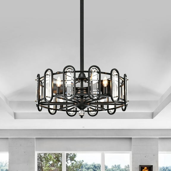 Lyan 26-inch 3-Blade 6-Light 26-inch Fandelier