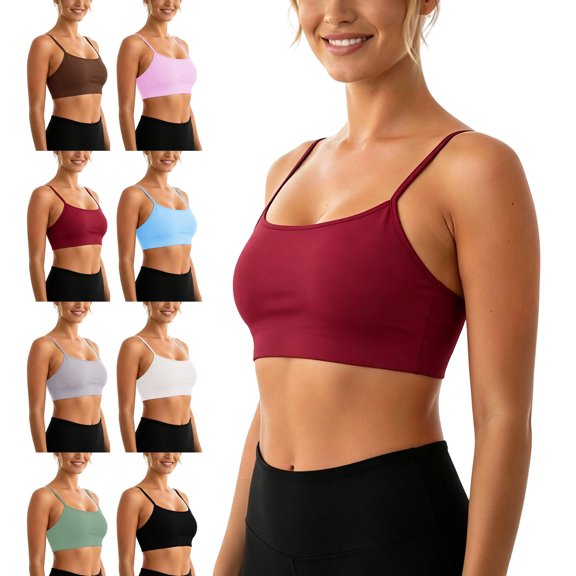 Endives Yoga Sport Bras Padded Yoga Bra Adjustable Spaghetti Strips High Support Workout Tops For Yoga Running Sports Bras for Women High Support