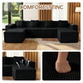 thumbnail image 6 of SEENYOO 133" Cloud Couch, Black Modular Sectional Sofa with 2 Ottomans, Corduroy Deep Seat for Living Room, No Assembly Required, 6 of 13
