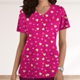thumbnail image 2 of JGTDBPO Scrubs Top For Women V-Neck Workwear Soft Stretch Easy Care Blouse Valentine'S Day Print Short Sleeve Working Uniform Tops Medical Scrub Shirts, 2 of 5